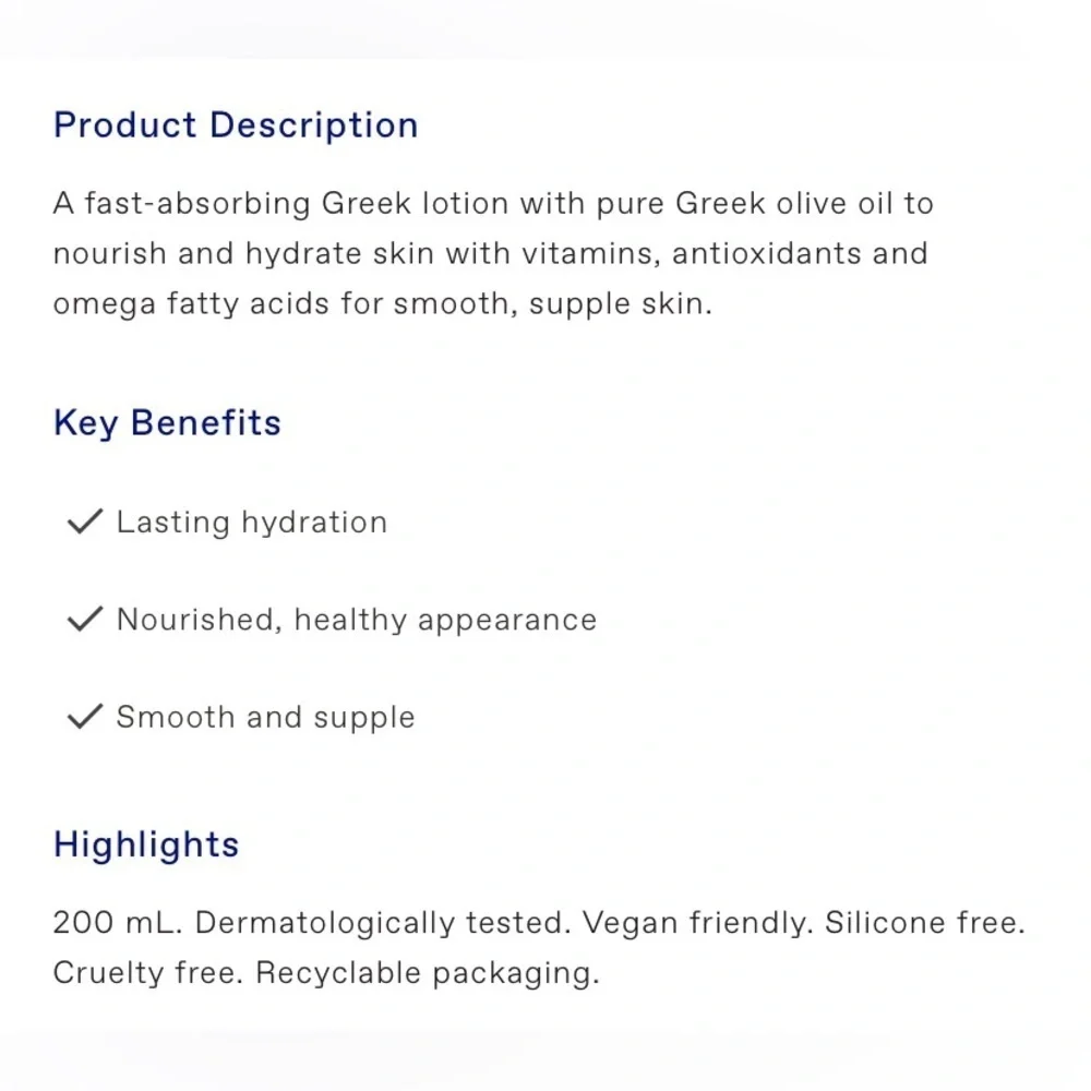NWT Korres pure Greek olive body cream verbena size 200 ml/6.76 fl oz Sealed.